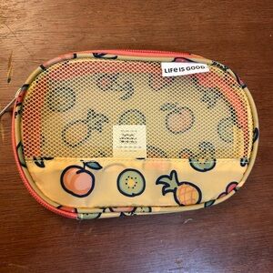 Life Is Good Fruit Print Pouch - Yellow and Orange